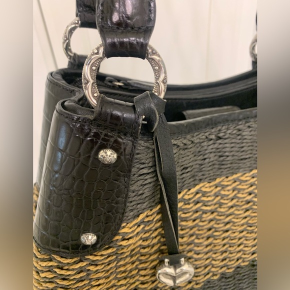 Brighton Delfina straw and leather shoulder bag in EUC - Picture 3 of 11